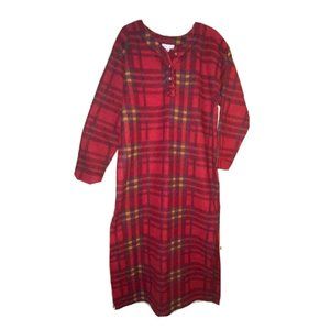 RARE VTG 90s Victorias Secret Long Sleeve Full Length Fleece Plaid Nightgown M